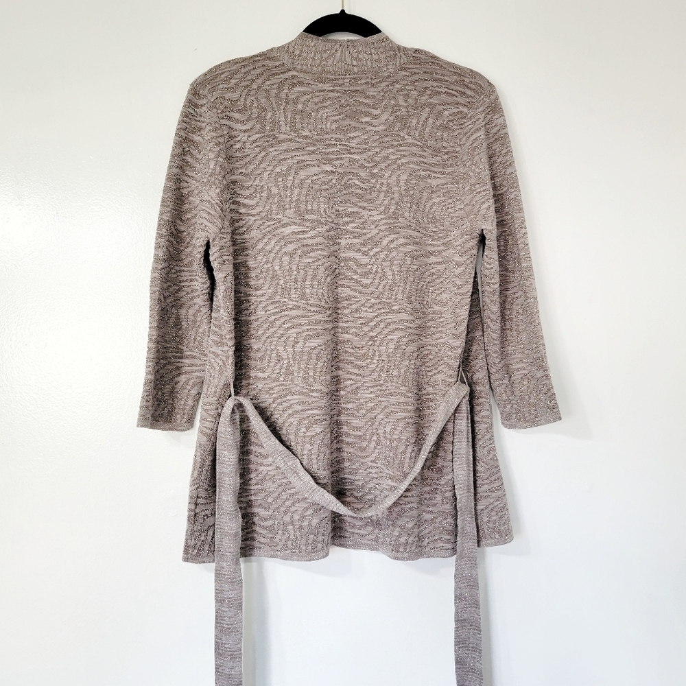 Rebecca Moses Kimono Style Animal Print Metallic Cardigan Size M - Picture 2 of 10